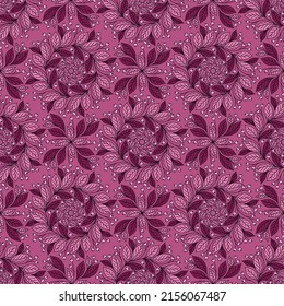 PINK SEAMLESS VECTOR BACKGROUND WITH FLORAL ORNAMENT AND BERRIES
