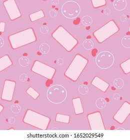 pink seamless vector pattern with scattered phones