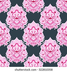 Pink Seamless vector tiled pattern damask flourish