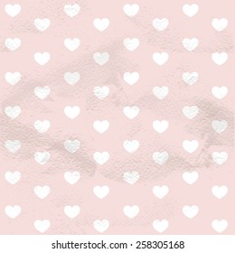 Pink seamless vintage pattern of hearts on grange paper