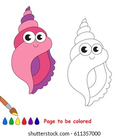 Seashell rosa para ser coloreado, el libro de colorear para niños preescolares con un nivel de juego educativo fácil.