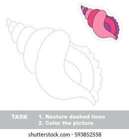 Pink Seashell. Dot to dot educational game for kids, the tracing worksheet.