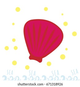 Pink seashell on the beach. Summer time. Sea or ocean