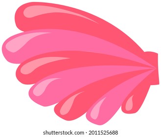 Pink seashell on white background. Cartoon nautical character lives in sea and ocean. Conch water dweller, oceanic cockleshell. Wild nature of mediterranean sea. Underwater life of colored clam