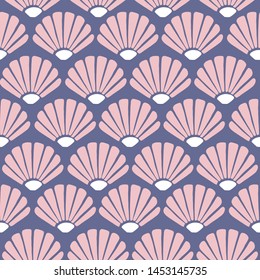 Pink seashells in a seamless pattern design, that can be used both on the web or in print for surface design