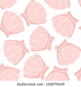 Pink seashells vector seamless pattern. Abstract shell marine wallpaper. Underwater backdrop.