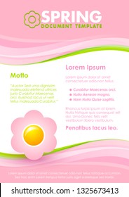 Pink seasonal spring document template with flower symbol