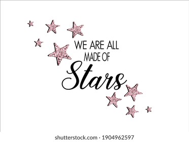 Pink Sequin Little Star Decorative Pink Sequin Design Smile Sparkle Shine Optimist Motivational Inspirational Positive Quote Stationery Post Card   Rope Embroidery