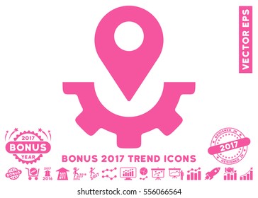 Pink Service Map Marker pictogram with bonus 2017 year trend clip art. Vector illustration style is flat iconic symbols, white background.
