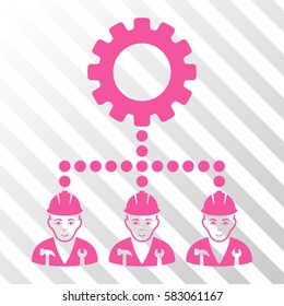 Pink Service Staff interface toolbar pictogram. Vector pictogram style is a flat symbol on diagonally hatched transparent background.