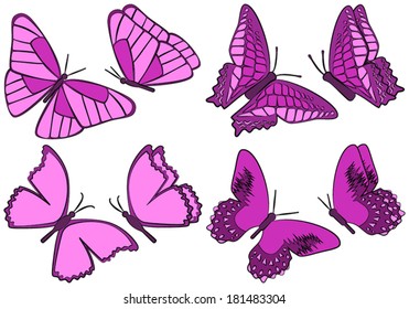 Pink set of butterflies