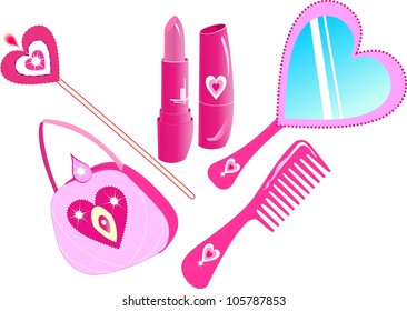 The pink set for a princess with hearts