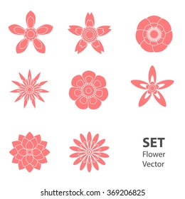 Pink set of Vectorized Flowers