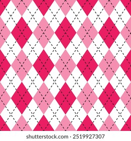 Pink shade argyle pattern. Argyle vector pattern. Argyle pattern. Seamless geometric pattern for clothing, wrapping paper, backdrop, background, gift card, sweater.