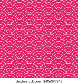 Pink shade of Japanese wave pattern background. Japanese seamless pattern vector. Waves background illustration. for clothing, wrapping paper, backdrop, background, gift card.