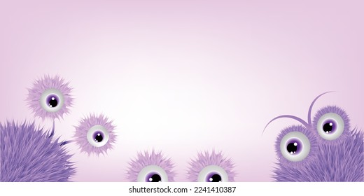 Pink shaggy monsters with eyes.