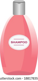 rosafarbene Shampoo, Illustration, Vektorgrafik auf weißem Hintergrund.