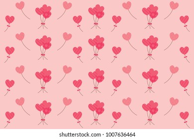 Pink shape of hearts flying seamless pattern cute balloon for the wedding, celebrities, birthday and the valentine card wallpaper background of love,vector illustration.