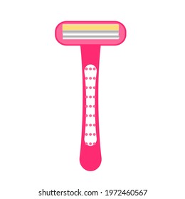 Pink Shaving razor for females. Hair removal tool. Vector clip art