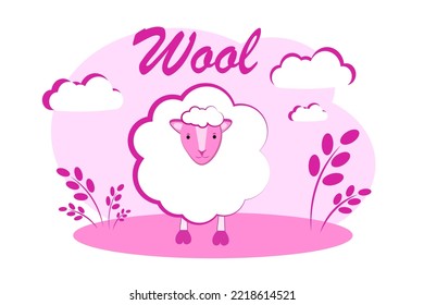 Pink sheep in nature. Sheep for wool