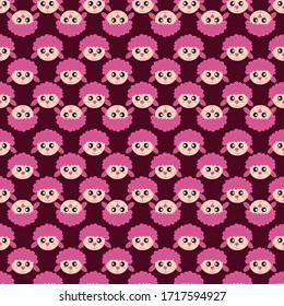 Pink sheep pattern, illustration, vector on white background