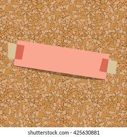 Pink Sheet Of Paper For Notes Taped To A Corkboard