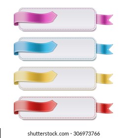 pink sheets for the text with seams. solated On White Background. Vector Illustration.