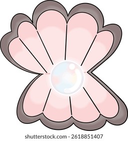 The pink shell has pearls in it.
