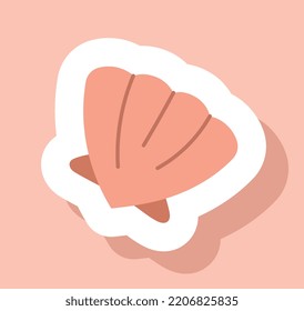 Pink shell icon. Representative of underwater world, seabed. wild life and fauna, seafood. Tropical and exotic countries. Vacation, travel and leisure, summertime. Cartoon flat vector illustration