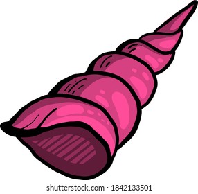 Pink shell, illustration, vector on white background