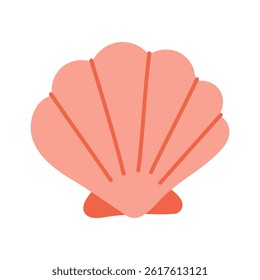 A pink shell with a white background. The shell is drawn in a cartoon style