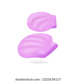 Pink shells vector symbol, isolated on white background. Shell clam underwater life image. Cute 3d illustration . Cartoon icon. Summer vacation sign.