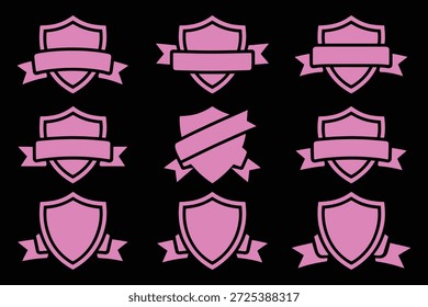 Escudos cor-de-rosa com bandeiras emblema da fita