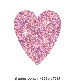Pink shining Glitter heart. Valentine's day design. Confetti heart shape. Vector illustration on transparent background