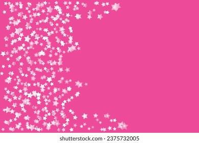 Pink shining stars scattered on pink background free space for your text design Wonderful blank greeting card poster banner Wedding birthday mother's day women's day Vector template Shimmering surface