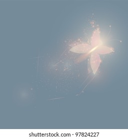 Pink shinning butterfly / Soft fairy background