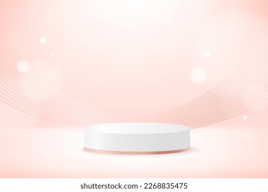 Pink shiny 3d background with a product podium.