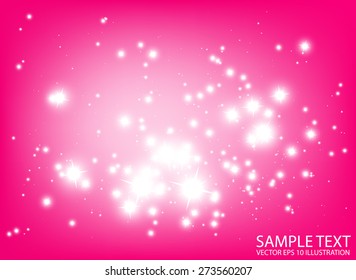 Pink shiny abstract space sparkles vector background illustration - Shiny glitters in pink  space vector background illustration