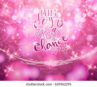 Pink shiny background with lettering quote
