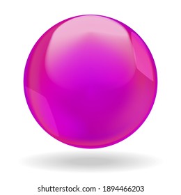 Pink shiny bubble or round drop isolated on white background
