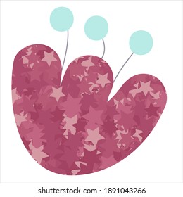 pink shiny decorative flower with blue stamens, vector element,