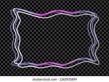Pink shiny glowing vintage frame with shadows isolated on transparent background.  Luxury realistic rectangle border. Vector illustration