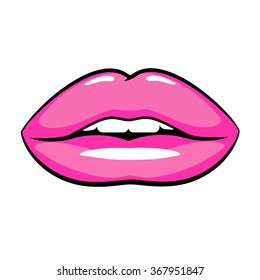 Pink Shiny Lips On White Background Stock Vector (royalty Free 