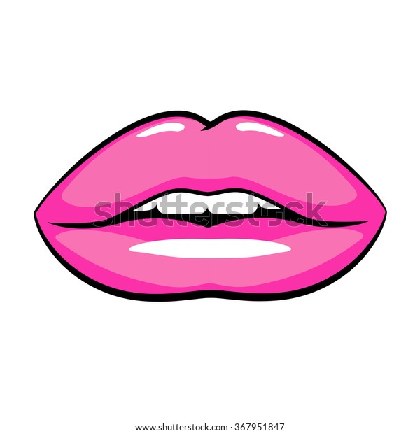 Pink Shiny Lips On White Background Stock Vector (Royalty Free ...