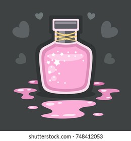 Pink and shiny love potion, vector illustration.