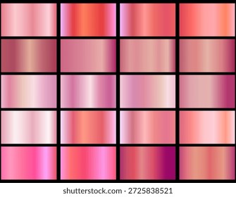 Metálicos brillantes rosados. Efectos de degradado metálico para el diseño de textos y tablones de anuncios, infografías. Bandera metálica.