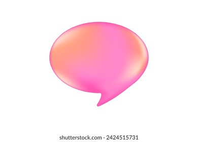 Burbuja de diálogo de textura de plástico rosa brillante. Lindo burbuja de comunicación 3D brillante. Aislado para el concepto de marketing de redes sociales. Anunciar para marketing. Ilustración de vector