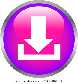 Pink Shiny round button with Download mark