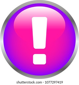 Pink Shiny round button with Exclamation Mark