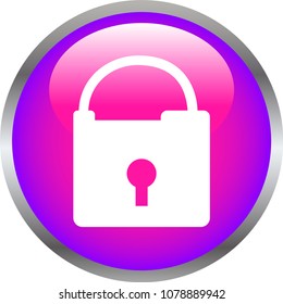 Pink Shiny round button with padlock mark